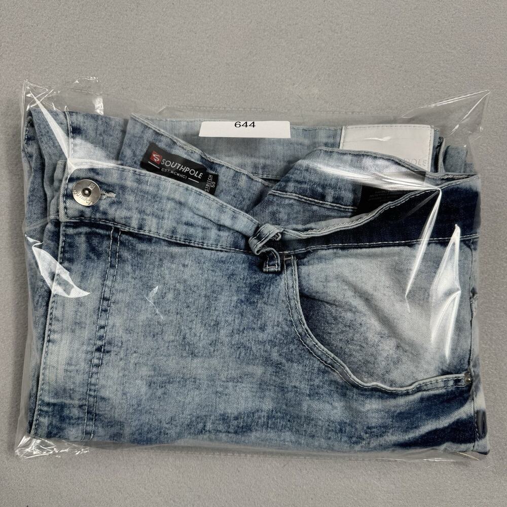 Southpole Mens Denim Shorts SZ 50 Light Acid Wash Stretch Hip-Hop Streetwear Y2K - Picture 14 of 14